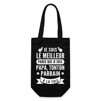 je suis papa tonton et parrain - Sac à bouteille - noir - Devant