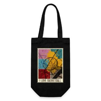 Basketball Basketballer Korb Sport Briefmarke - Geschenkbeutel für Flaschen - Schwarz - Vorne