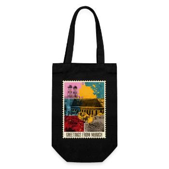 München Deutschland Stadt Skyline Briefmarke - Geschenkbeutel für Flaschen - Schwarz - Vorne