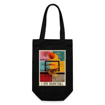 Basketball Basketballer Korb Sport Briefmarke Bunt - Geschenkbeutel für Flaschen - Schwarz - Vorne