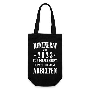 Rentnerin 2023 Pension Ruhestand Frau Geschenk - Geschenkbeutel für Flaschen - Schwarz - Vorne