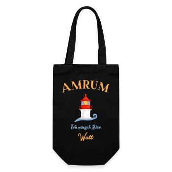 Amrum, Leuchtturm Norddorf, Ich wünsch Dir Watt - Geschenkbeutel für Flaschen - Schwarz - Vorne
