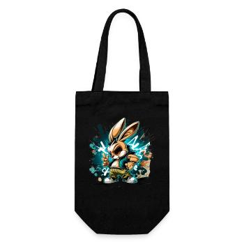 Chibi Anime Hase - Cool Anime ∞ Manga Rabbit - Gift Bag for Bottles - black - Front