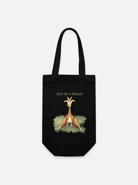 Zeit für a Päusle - Schwäbische Comic Giraffe - Geschenkbeutel für Flaschen - Schwarz