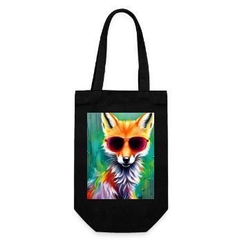Neon fox with red sunglasses - Gift Bag for Bottles - black - Front