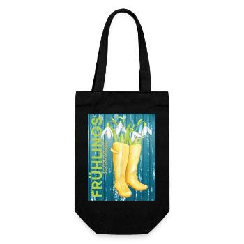 Frühlingsschönheit Frühling - Wortschätze - Geschenkbeutel für Flaschen - Schwarz - Vorne