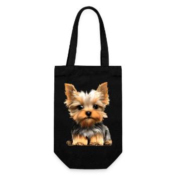 Hundewelpe Yorkshire Terrier Hundehalter Hund - Geschenkbeutel für Flaschen - Schwarz - Vorne