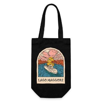 Lago Maggiore Urlaub Piemont Tessin Italien - Geschenkbeutel für Flaschen - Schwarz - Vorne