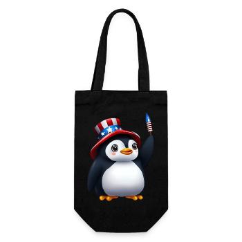 Patriotic penguin for the 4th of July - Gift Bag for Bottles - black - Front