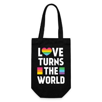 Pride Month LGBT - Liebe dreht die Welt - Geschenkbeutel für Flaschen - Schwarz - Vorne