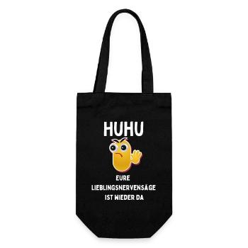 HUHU Nervensäge Lieblingsspruch - Geschenkbeutel für Flaschen - Schwarz - Vorne