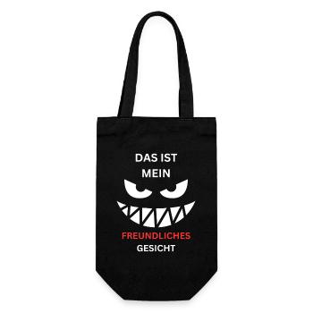 Freundliches Gesicht Grinsen - Geschenkbeutel für Flaschen - Schwarz - Vorne