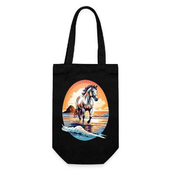 Cheval sur la plage - Sac à bouteille - noir - Devant