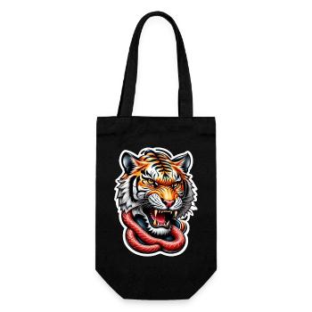 Tiger tattoo Japanese style - Gift Bag for Bottles - black - Front