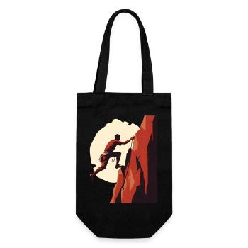 Adventurer on rock face with rope - Gift Bag for Bottles - black - Front