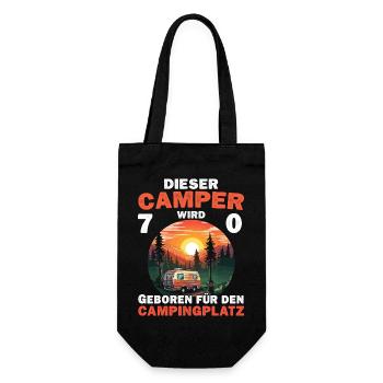 Lustiger Camper 70 Geburtstag Camping Spruch - Geschenkbeutel für Flaschen - Schwarz - Vorne