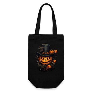 Sorcière citrouille effrayante portant un chapeau haut de forme - Sac à bouteille - noir - Devant