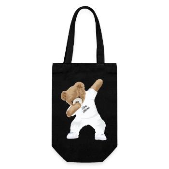 Dabbing Teddy - Geschenkbeutel für Flaschen - Schwarz - Vorne