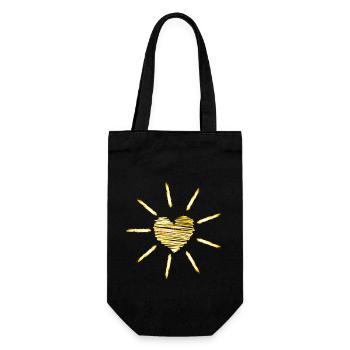 Sunny Heart "positive Vibes " - Geschenkbeutel für Flaschen - Schwarz - Vorne