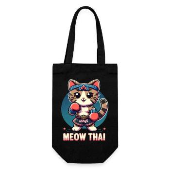 Mixed Martial Arts Meow Thai Muay Thai Cat - Geschenkbeutel für Flaschen - Schwarz - Vorne