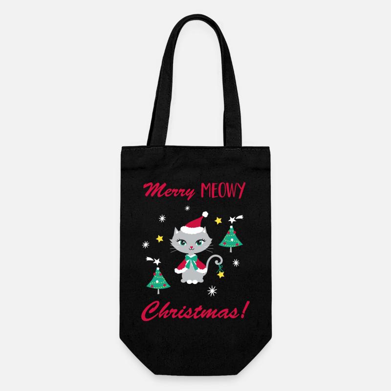 Chat de Noël miaou - Sac à bouteille - noir