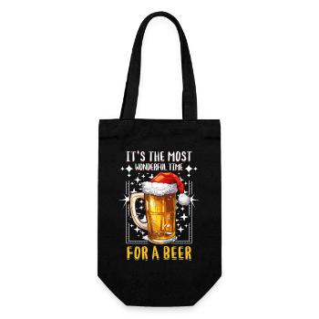 Weihnachten Bier Weihnachtsbier Prost Lustig Humor - Geschenkbeutel für Flaschen - Schwarz - Vorne