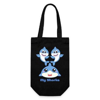 Adorable Shark Friends Cartoon Design - Gift Bag for Bottles - black - Front