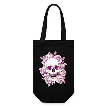 Vivid Skull and Rose Art Design - Gift Bag for Bottles - black - Front