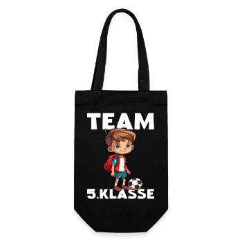 Team 5 Klasse Fußballer Fünftklässler Fußball - Geschenkbeutel für Flaschen - Schwarz - Vorne