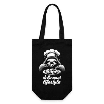 Pelmeni Faultier köstlicher Lebensstil Koch Gesche - Geschenkbeutel für Flaschen - Schwarz - Vorne