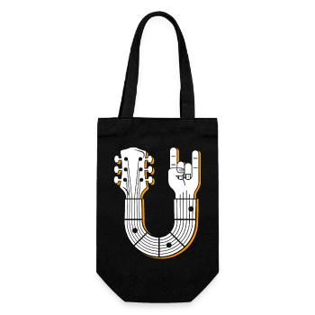 Musical Guitar Hand Sign Illustration - Gift Bag for Bottles - black - Front