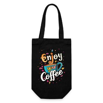 Kaffee Kaffeeliebhaber Kaffeetasse Koffein Getränk - Geschenkbeutel für Flaschen - Schwarz - Vorne