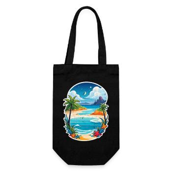 Strandurlaub Sonne Meer - Geschenkbeutel für Flaschen - Schwarz - Vorne