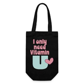 I only need Vitamin U - Geschenkbeutel für Flaschen - Schwarz - Vorne