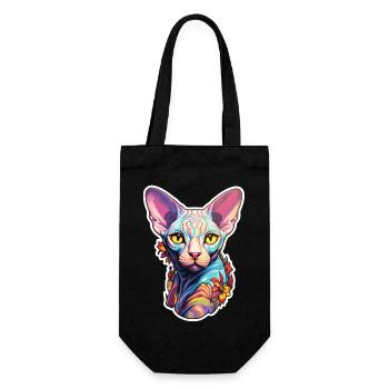 Sphynx-Katzenkopf - Geschenkbeutel für Flaschen - Schwarz - Vorne
