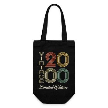 2000 Anniversary Born In 2000 Vintage Retro. Editio - Gift Bag for Bottles - black - Front