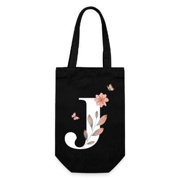 Buchstabe j Wildblumen Aquarelle - Geschenkbeutel für Flaschen - Schwarz - Vorne