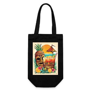 Tiki Cocktail - Geschenkbeutel für Flaschen - Schwarz - Vorne
