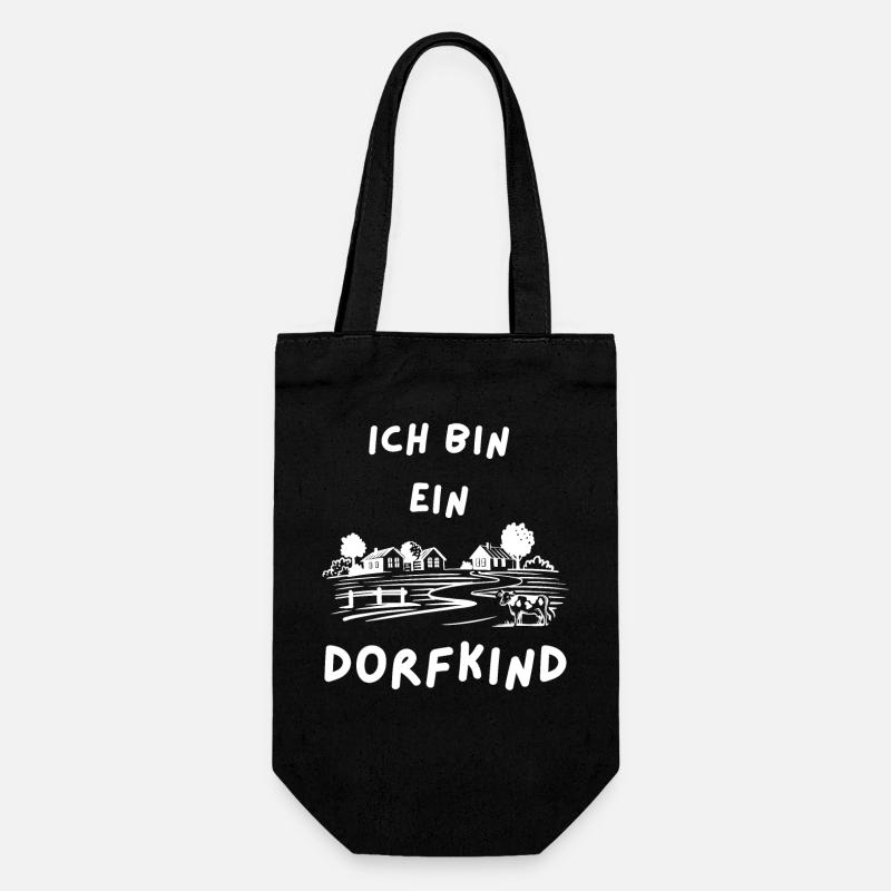 Ich bin ein Dorfkind - Geschenkbeutel für Flaschen - Schwarz
