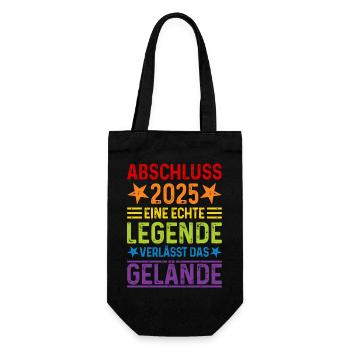Abschluss 2025 Eine Legende verlässt das Gelände - Geschenkbeutel für Flaschen - Schwarz - Vorne