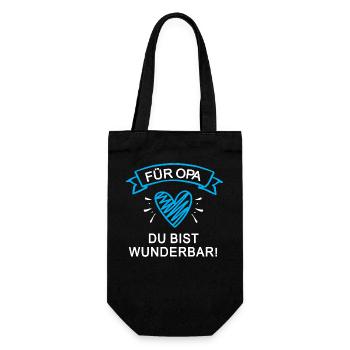 Opa Du Bist Wunderbar Opi Du Bist Toll Beste Opas - Geschenkbeutel für Flaschen - Schwarz - Vorne