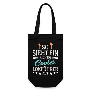 So sieht ein richtig cooler Lokführer aus - Geschenkbeutel für Flaschen - Schwarz - Vorne