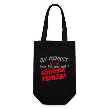 Du denkst ich bin klein? Böser Fehler! - Geschenkbeutel für Flaschen - Schwarz - Vorne