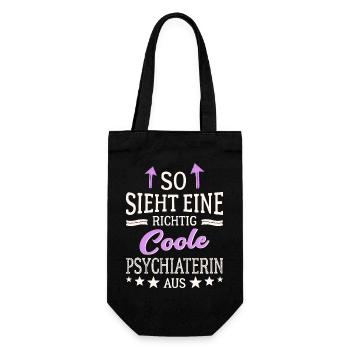 So sieht eine richtig coole Psychiaterin aus - Geschenkbeutel für Flaschen - Schwarz - Vorne
