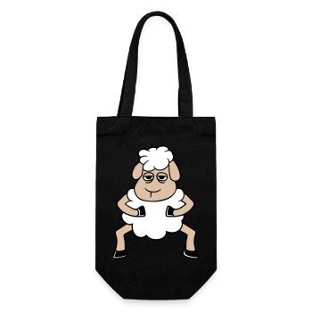sheep tired bored look sheep stands cute - Gift Bag for Bottles - black - Front