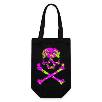 Skull with bone - Gift Bag for Bottles - black - Front