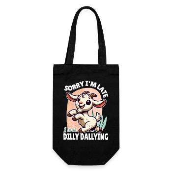 Sorry, I'm Late – Funny Goat Design - Gift Bag for Bottles - black - Front