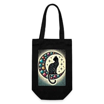 Schwarze Katze Luna - Geschenkbeutel für Flaschen - Schwarz - Vorne
