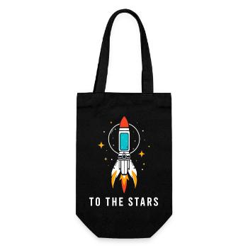 Rocket on a starry background - Gift Bag for Bottles - black - Front