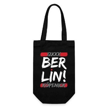 Berlin 12XXX – Stolzes Köpenick Bezirks-Design - Geschenkbeutel für Flaschen - Schwarz - Vorne